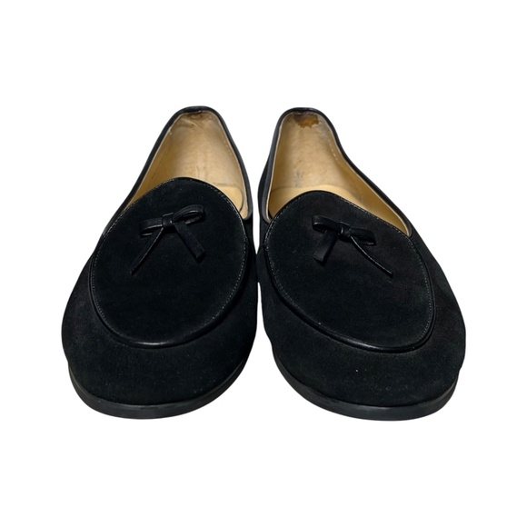 Journey West Suede Slip-on Belgian Loafers Shoes Size 8.5M Black Bow - Picture 7 of 13